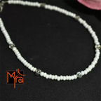 Glass Beaded Anklet with Dandelion Charms : White