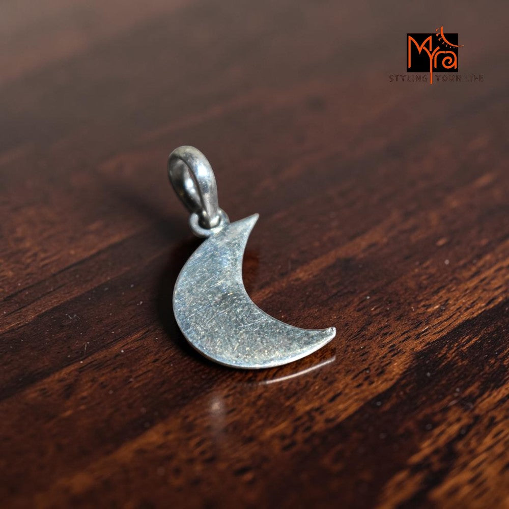 Buy silver crescent moon pendant online India MYRA