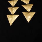 Traya - Three Layered Triangle Brass Earrings