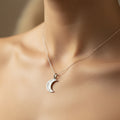 Handcrafted pure silver crescent moon pendant MYRA