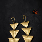 Traya - Three Layered Triangle Brass Earrings