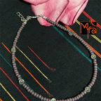 Glass Beaded Dandelion Charm Anklet : Dull Mauve
