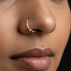 Double Ball Rope Nose Ring - 925 Sterling Silver