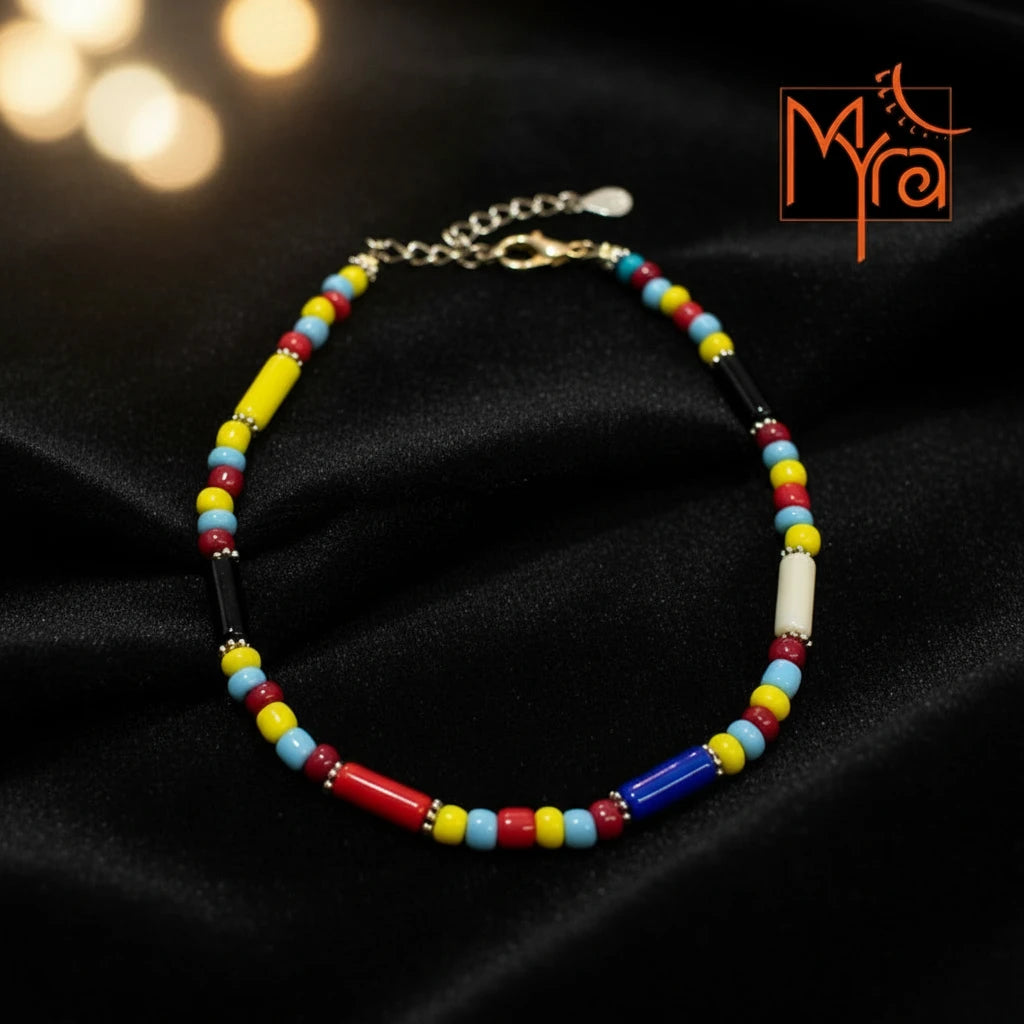 Pipe & Bead Anklet : Multicoloured