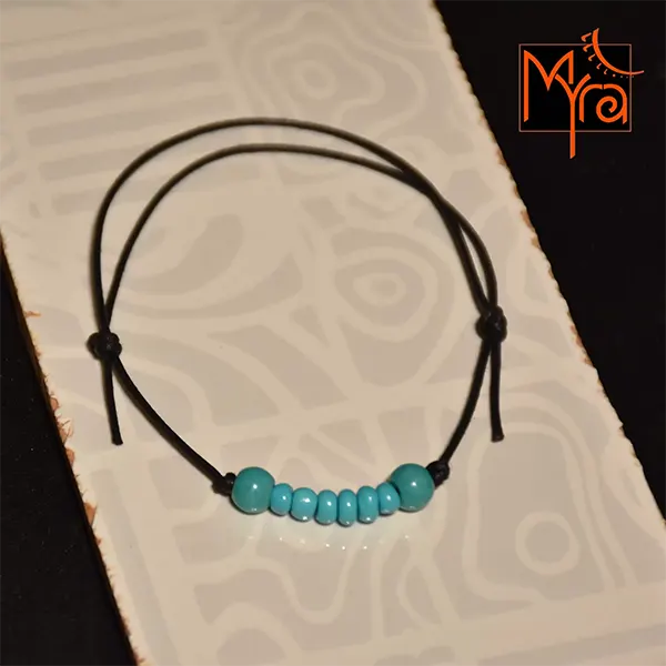 Turquoise Beaded String Anklet