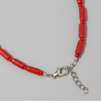 Pipe & Bead Anklet : Red