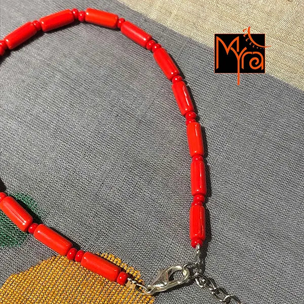 Pipe & Bead Anklet : Red