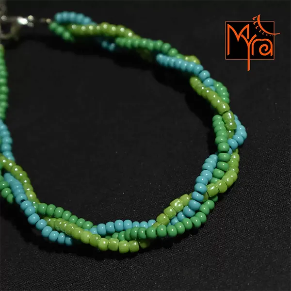 Braided Anklet : Light Green, Turquoise
