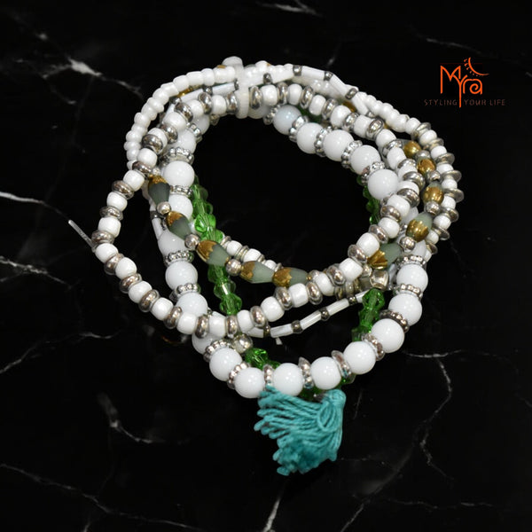 White & Green Bead Bunch Bracelet