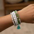 White & Green Bead Bunch Bracelet
