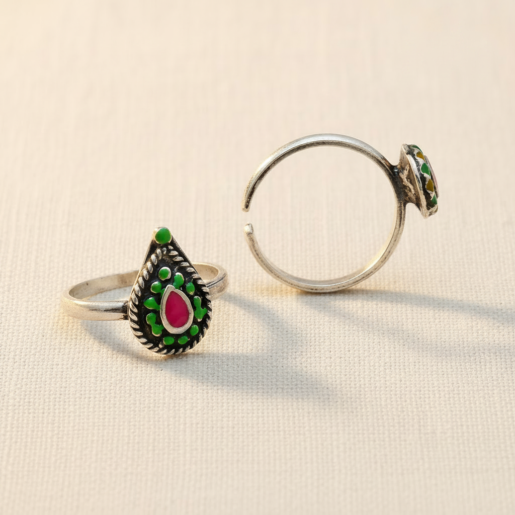 Teardrop Shaped Enamel Ring