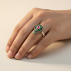 Teardrop Shaped Enamel Ring