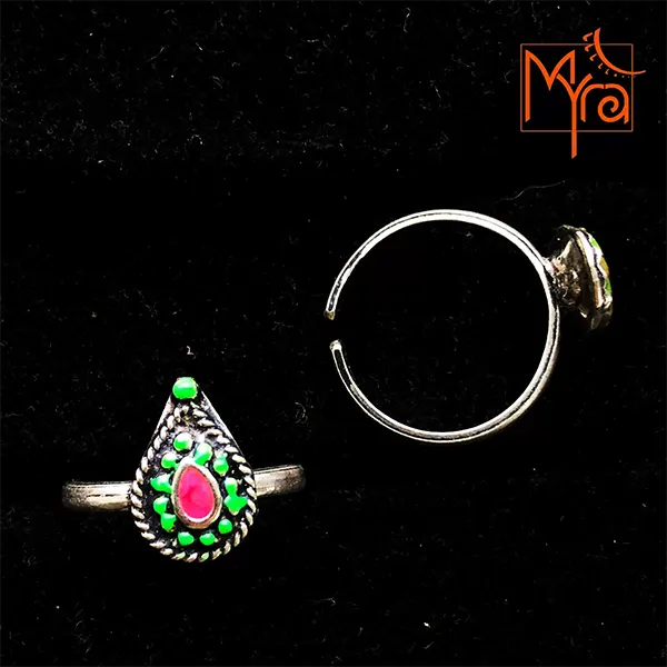 Teardrop Shaped Enamel Ring