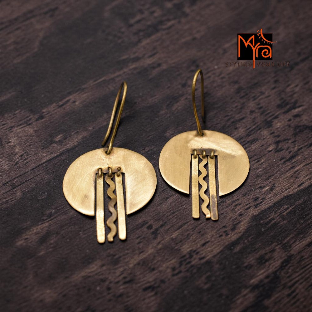 Dhaara - Round and Waterfall Brass Earrings
