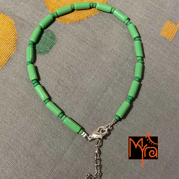 Pipe & Bead Anklet : Green