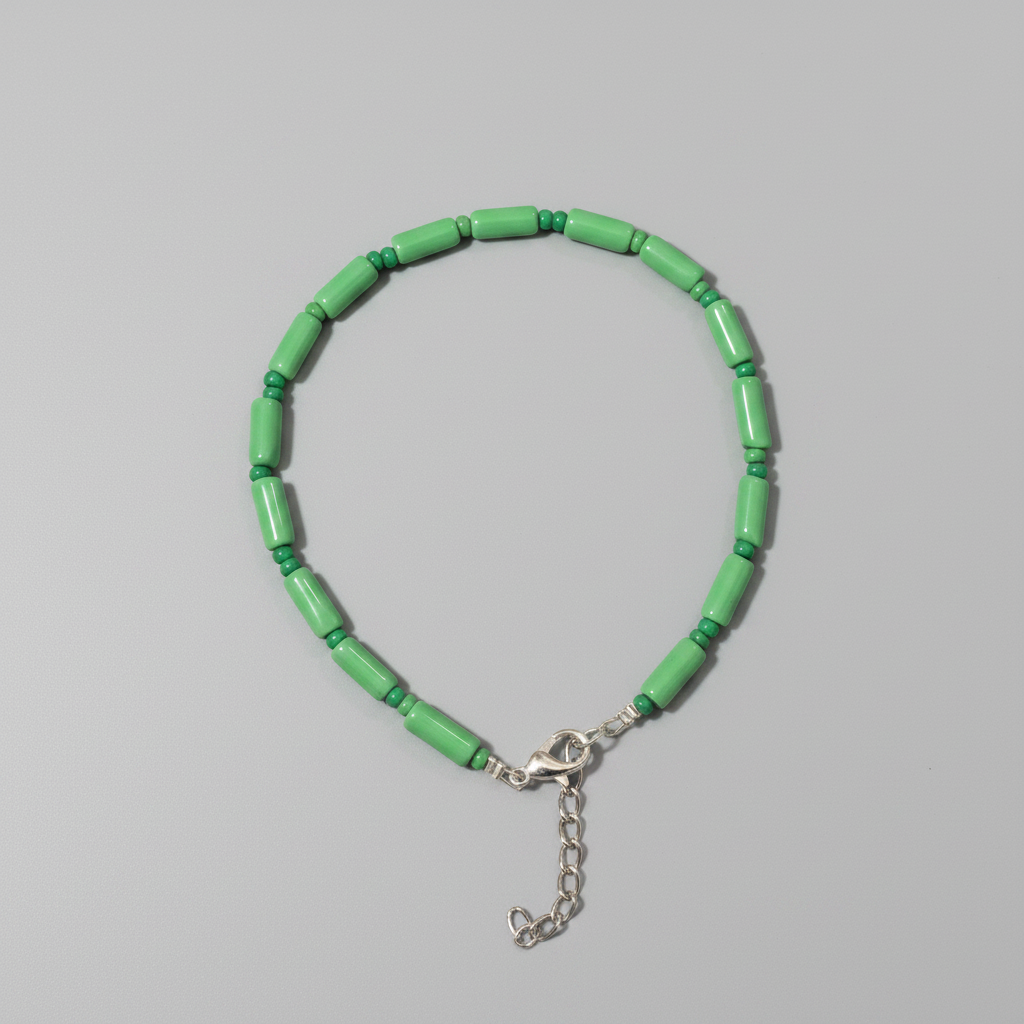 Pipe & Bead Anklet : Green