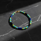 Pipe & Bead Anklet : Navy Blue, Black, Green