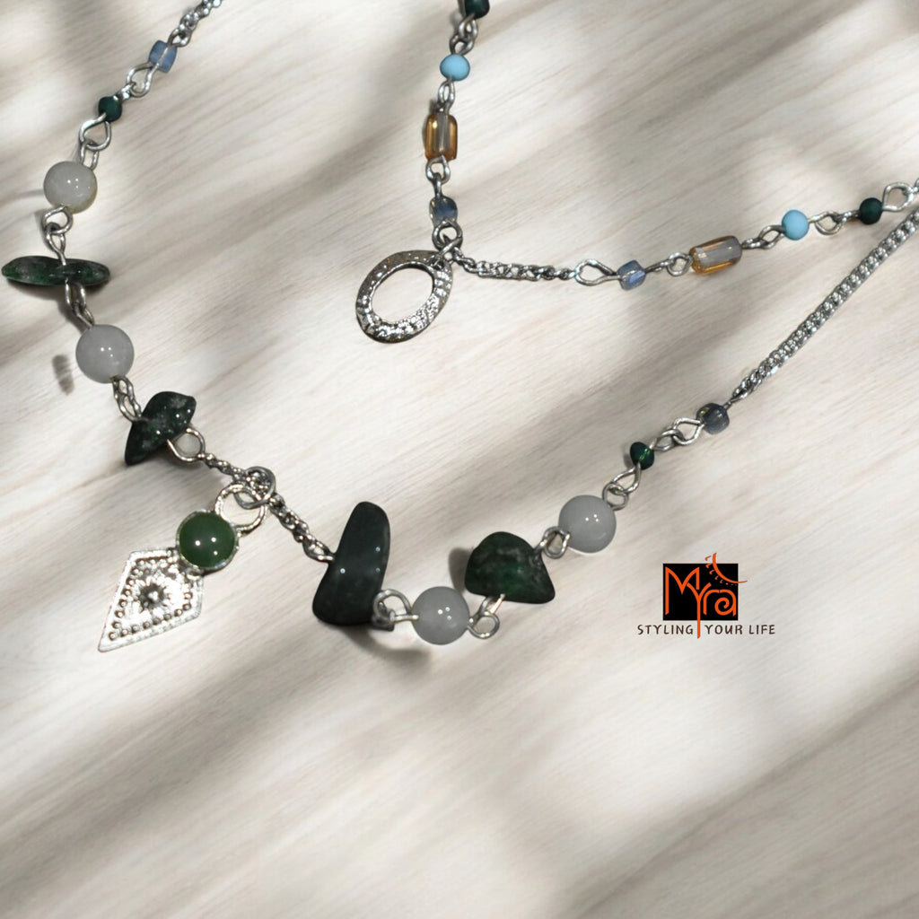 Silver Bead Chain Necklace – German Silver Layered Necklace