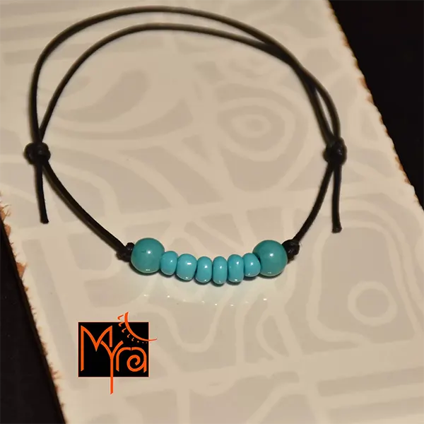 Turquoise Beaded String Anklet