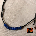 Black String Anklet with Beads : Navy Blue