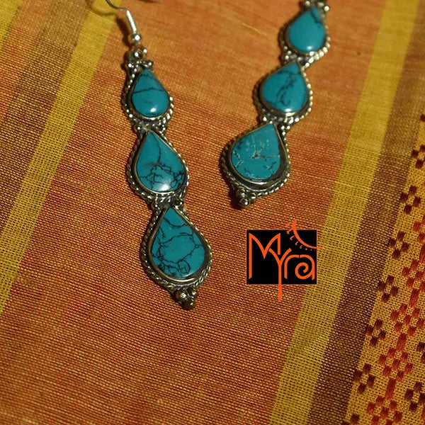 Triple Teardrop Earring : Turquoise
