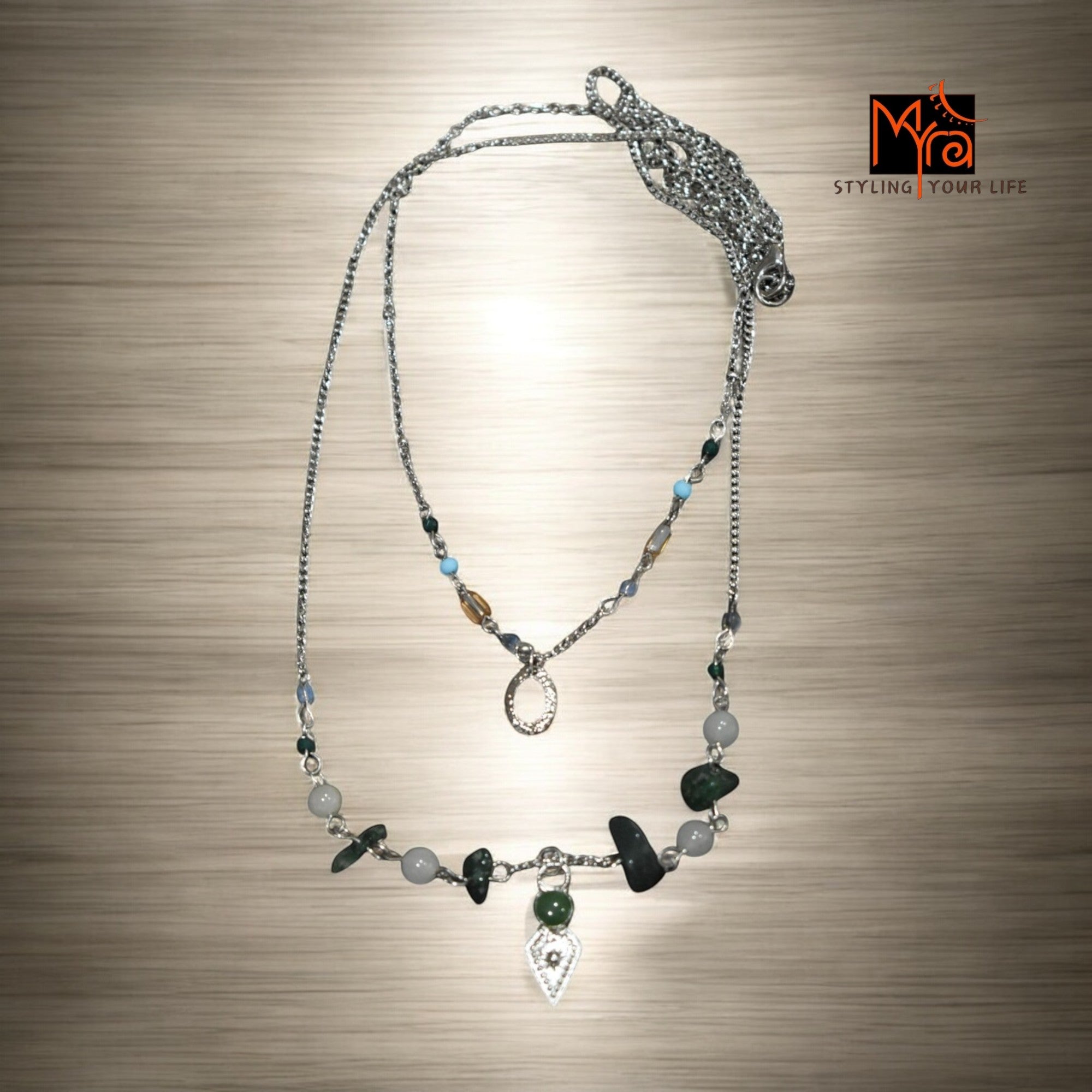 Silver Bead Chain Necklace – German Silver Layered Necklace