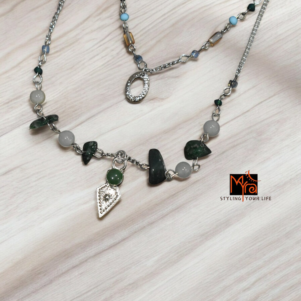 Silver Bead Chain Necklace – German Silver Layered Necklace