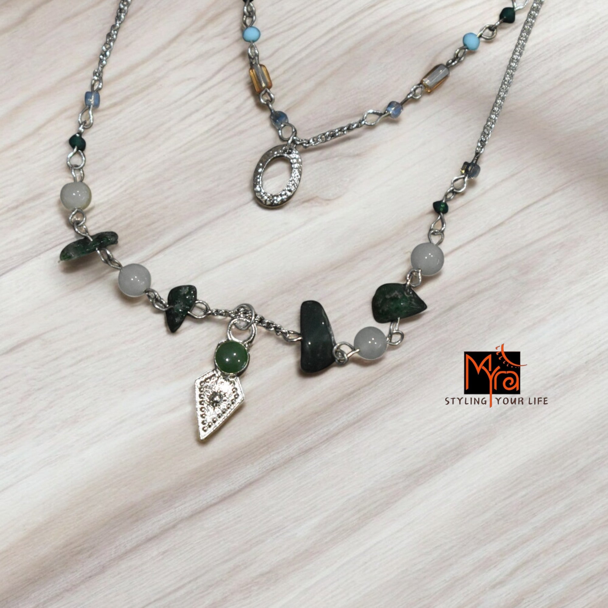 Silver Bead Chain Necklace – German Silver Layered Necklace
