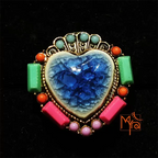 Blue Fibre Heart Cocktail Ring
