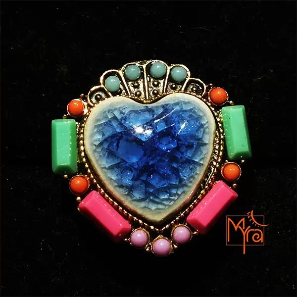 Blue Fibre Heart Cocktail Ring