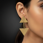 Dvaya - Double Layer Triangle Brass Earrings