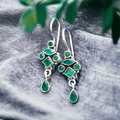 Pure Silver Green Onyx Ornamental Drop
