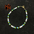 Pipe & Bead Anklet : White, Black, Green, Blue