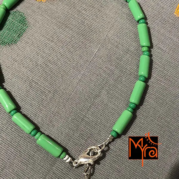 Pipe & Bead Anklet : Green