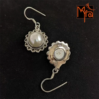 Pearl Studded Sun Motif Earrings - 1