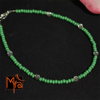Glass Beaded Anklet with Dandelion Charms : Green