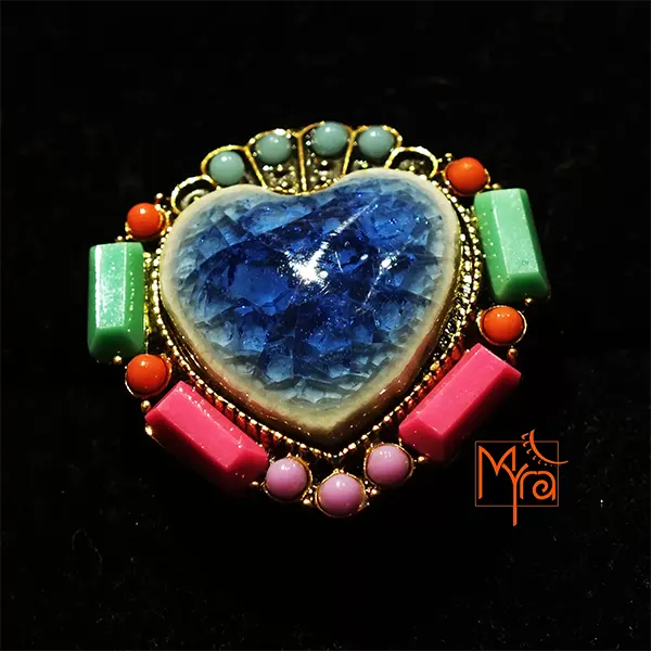 Blue Fibre Heart Cocktail Ring