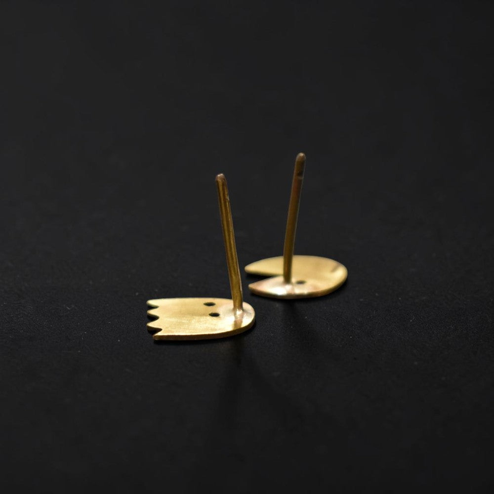 Khel - Pacman Brass Ear Studs