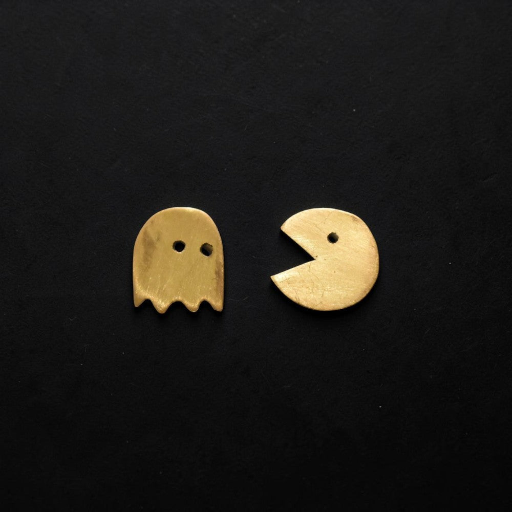 Khel - Pacman Brass Ear Studs