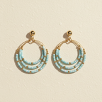 Triple Layered Beaded Hoops : Light Blue