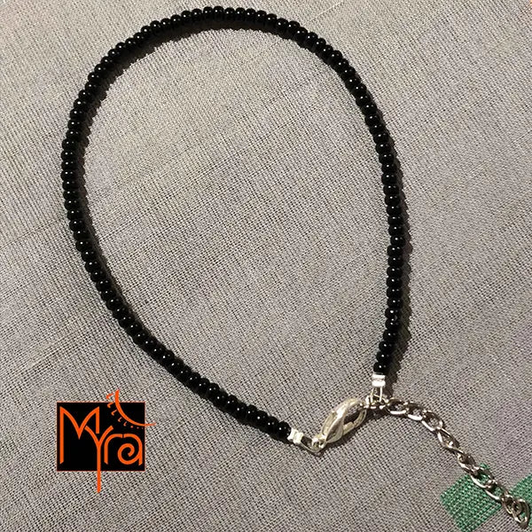 Plain Beaded Anklet : Black