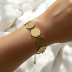 Golden Coin-Patterned Beaten Bracelet