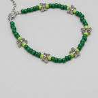 Handcrafted Green Glass Beaded Anklet with Butterfly Charms