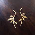 Lata - Tendril Leaves Brass Earrings