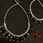 Oval Shaped Hoops with Black Crystals