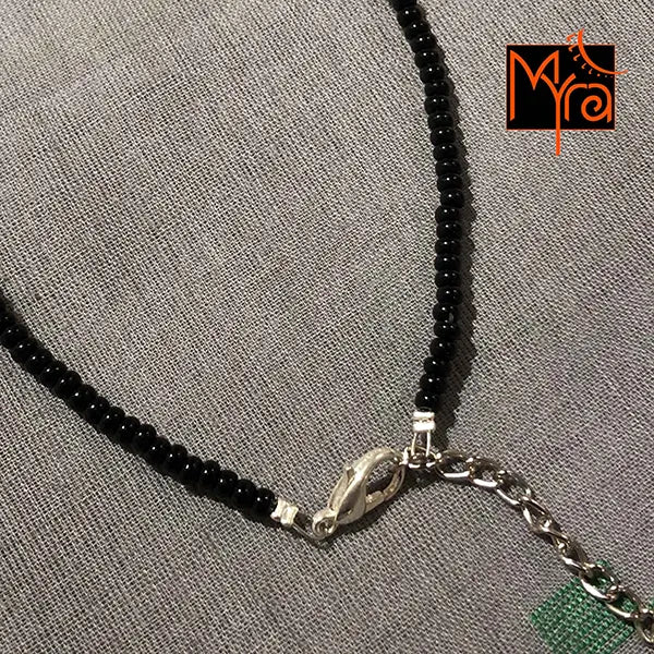 Plain Beaded Anklet : Black