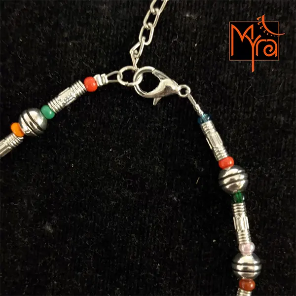Multicolor & Ball Beaded Metal Anklet