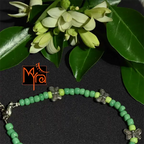 Glass Beaded Anklet with Butterfly Charms : Green
