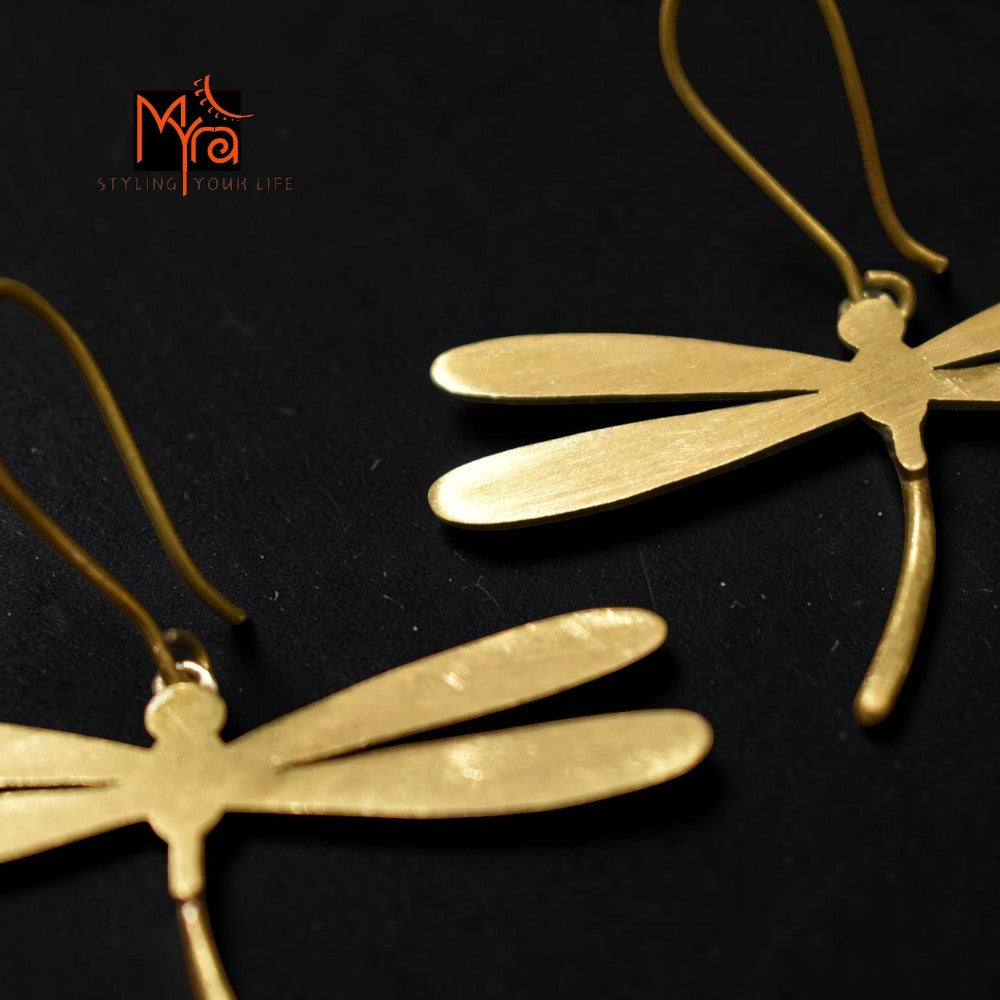 Phoring - Dragonfly Brass Earrings