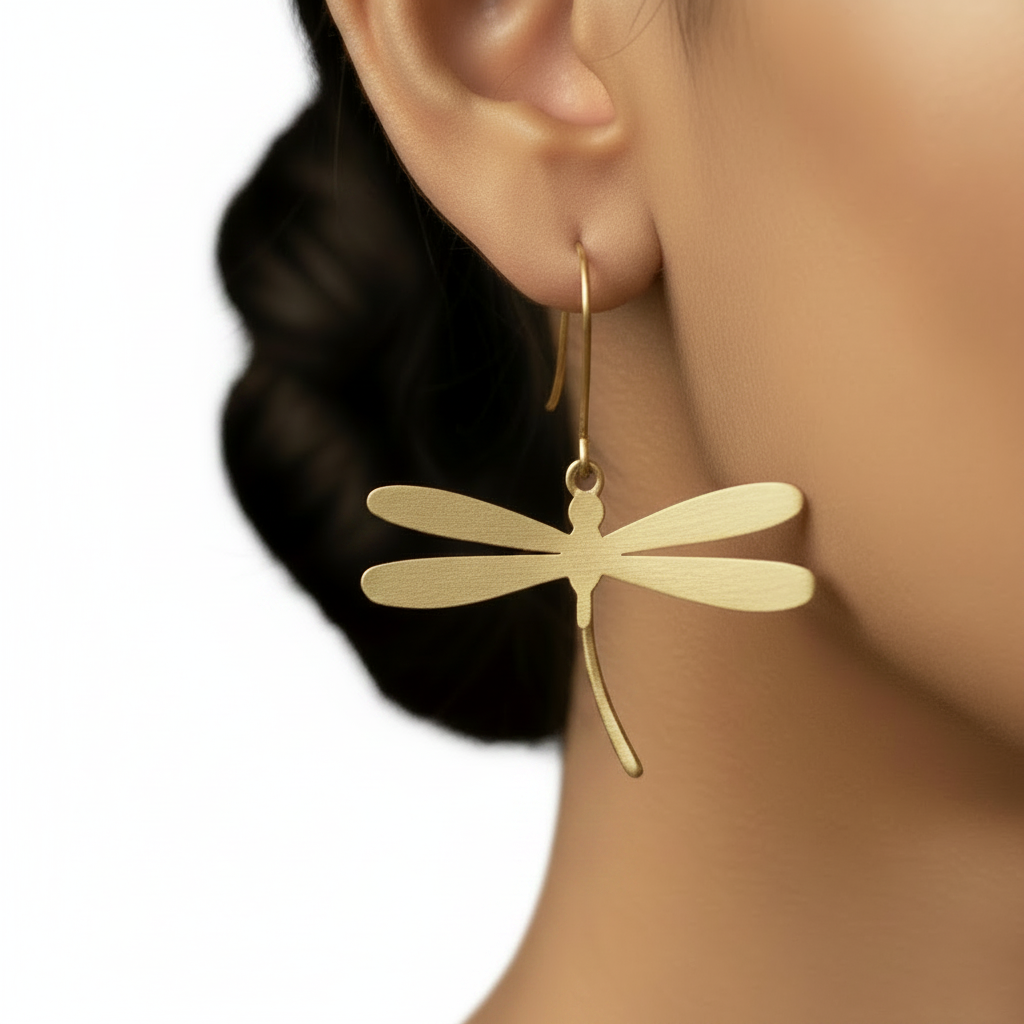 Phoring - Dragonfly Brass Earrings